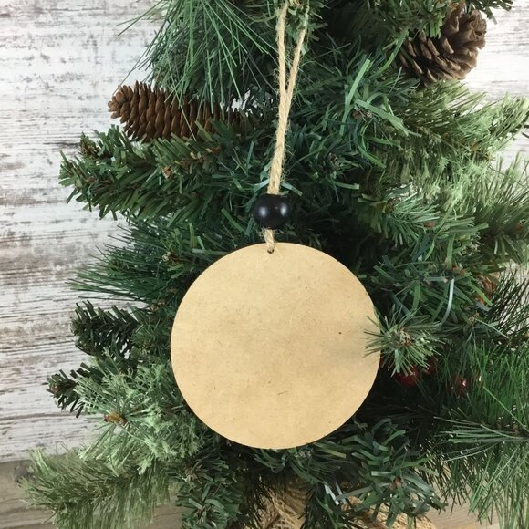 Sheep Rustic Farm Christmas Ornament with Laser-Cut Chicken Wire Pattern - Picture 3 of 5